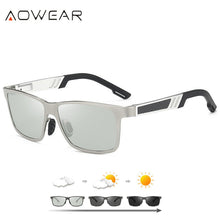 Load image into Gallery viewer, AOWEAR Square Photochromic Polarized Sunglasses Men  Aluminum Day Night Driving Chameleon Lenses Glasses Retro Oculos