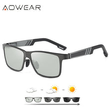 Load image into Gallery viewer, AOWEAR Square Photochromic Polarized Sunglasses Men  Aluminum Day Night Driving Chameleon Lenses Glasses Retro Oculos