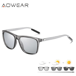 AOWEAR Square Photochromic Sunglasses Women Polarized Day Night Vision Glasses Lady Clear Aluminium Driving Chameleon Sun Glases