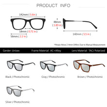 Load image into Gallery viewer, AOWEAR Square Photochromic Sunglasses Women Polarized Day Night Vision Glasses Lady Clear Aluminium Driving Chameleon Sun Glases