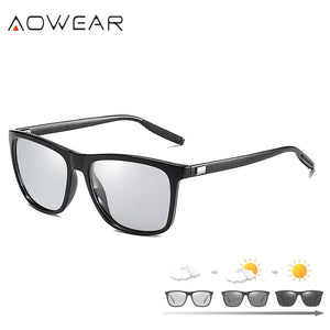 AOWEAR Square Photochromic Sunglasses Women Polarized Day Night Vision Glasses Lady Clear Aluminium Driving Chameleon Sun Glases