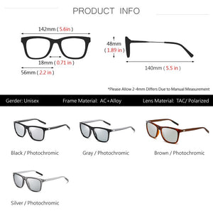 AOWEAR Square Photochromic Sunglasses Women Polarized Day Night Vision Glasses Lady Clear Aluminium Driving Chameleon Sun Glases