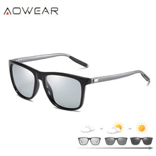 Load image into Gallery viewer, AOWEAR Square Photochromic Sunglasses Women Polarized Day Night Vision Glasses Lady Clear Aluminium Driving Chameleon Sun Glases