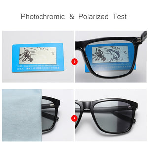 AOWEAR Square Photochromic Sunglasses Women Polarized Day Night Vision Glasses Lady Clear Aluminium Driving Chameleon Sun Glases