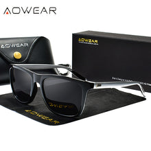 Load image into Gallery viewer, AOWEAR Unisex Square Vintage Sunglasses Women Polarized Retro Sunglasses for Men Lady UV400 Driving Mirrors Coating Sun Glasses