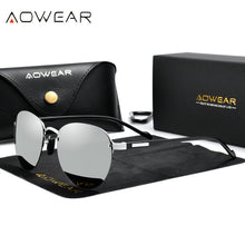Carica l'immagine nel visualizzatore di Gallery, AOWEAR Occhiali da sole vintage da donna da donna polarizzati rotondi senza montatura occhiali da sole da donna 2023 rosa tonalità a specchio occhiali Gafas