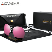 Carica l'immagine nel visualizzatore di Gallery, AOWEAR Occhiali da sole vintage da donna da donna polarizzati rotondi senza montatura occhiali da sole da donna 2023 rosa tonalità a specchio occhiali Gafas