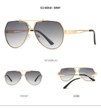 Load image into Gallery viewer, Aoze Vintage Pilot Sunglasses | Metal Frame with Cool Rivet Detail (Gradient Lenses)