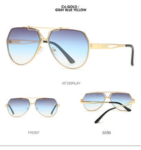 Load image into Gallery viewer, Aoze Vintage Pilot Sunglasses | Metal Frame with Cool Rivet Detail (Gradient Lenses)