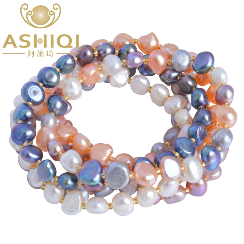 Pearl bracelets for women Multi Color Baroque Pearl Crystal Beaded Bracelets & Bangles FI jewelry gift