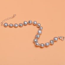 Carica l'immagine nel visualizzatore di Gallery, Braccialetti di autentiche perle naturali 9-10mm Perla barocca nera Gr per gioielli da donna 