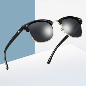 ASOOP2023 Female Sunglasses Classic Brand Design Semi-frame Round Men's Sunglasses UV400 Retro Leopard-print Glasses
