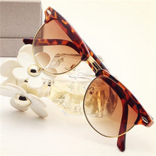 Load image into Gallery viewer, ASOOP2023 Female Sunglasses Classic Brand Design Semi-frame Round Men&#39;s Sunglasses UV400 Retro Leopard-print Glasses