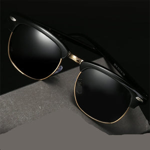 ASOOP2023 Female Sunglasses Classic Brand Design Semi-frame Round Men's Sunglasses UV400 Retro Leopard-print Glasses