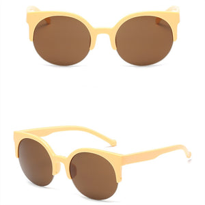 ASUOP round ladies sunglasses men's half frame glasses international classic brand design UV400 driving goggles
