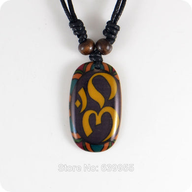 AUM OM Ohm Hindu Buddhist Hinduism Yoga India resin Pendant Necklace Amulet Lucky Gift Tribal Fashion Jewelry