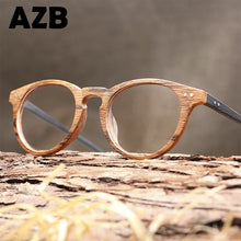 Load image into Gallery viewer, AZB Vintage Clear Glasses Cat Eye Wooden Glasses Frame Men Women Transparent Lens Glasses Wood Optical Eyewear frames HB030