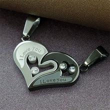Carica l&#39;immagine nel visualizzatore di Gallery, couple heart necklace for women men romantic stainless steel fashion jewelry broken heart pendant necklace gift