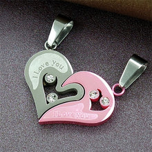 Carica l&#39;immagine nel visualizzatore di Gallery, couple heart necklace for women men romantic stainless steel fashion jewelry broken heart pendant necklace gift