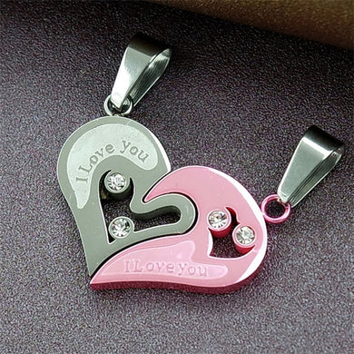 couple heart necklace for women men romantic stainless steel fashion jewelry broken heart pendant necklace gift