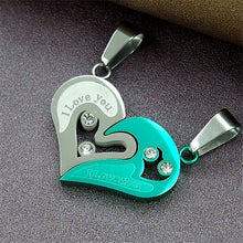 Carica l&#39;immagine nel visualizzatore di Gallery, couple heart necklace for women men romantic stainless steel fashion jewelry broken heart pendant necklace gift