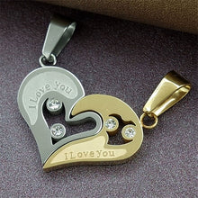 Carica l&#39;immagine nel visualizzatore di Gallery, couple heart necklace for women men romantic stainless steel fashion jewelry broken heart pendant necklace gift