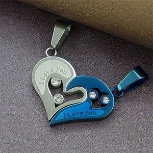 couple heart necklace for women men romantic stainless steel fashion jewelry broken heart pendant necklace gift