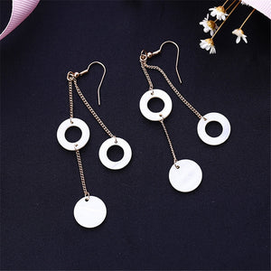 Accessories wholesale minimalist Bohemian tassel white shells multilayer female pendant earrings