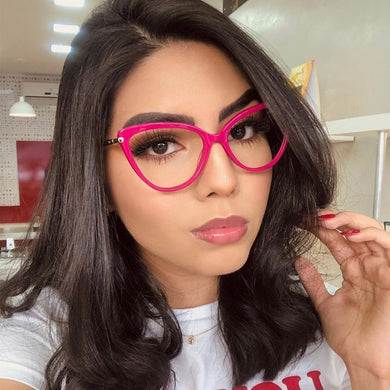 Acetate Cat Eye Glasses Frame Modern Design Optics Degree Glasses Frame Anti-blue Lens Eyewear Women Decorative Glasses
