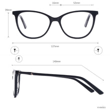 Load image into Gallery viewer, Acetate Cat Eye Glasses Women Colorful Full Rim Small Size Spectacles Frame With Spring Hinge For Prescriptin Lenses