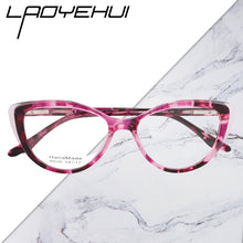 Load image into Gallery viewer, Acetate Cat Eye Women&#39;s Decorative Glasses Transparent Round Prescription Glasses Without Diopter Unusual Female Eyeglasses