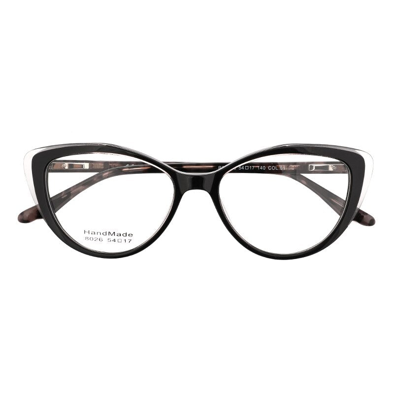 Acetate Cat Eye Women's Decorative Glasses Transparent Round Prescription Glasses Without Diopter Unusual Female Eyeglasses