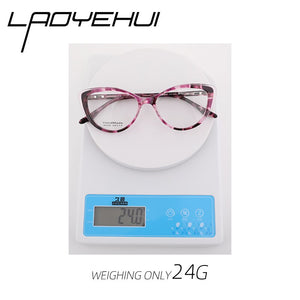 Acetate Cat Eye Women's Decorative Glasses Transparent Round Prescription Glasses Without Diopter Unusual Female Eyeglasses