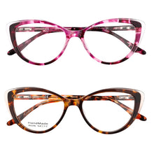 Load image into Gallery viewer, Acetate Cat Eye Women&#39;s Decorative Glasses Transparent Round Prescription Glasses Without Diopter Unusual Female Eyeglasses