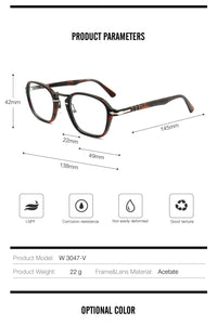 Acetate Glasses Frame Men Eyeglasses Frame Myopia Optical Eyeglasses Frame Vintage Style Square Student Computer Goggles Eyewear
