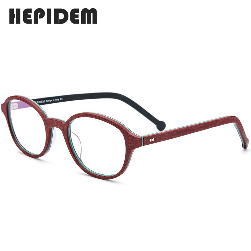 Acetate Glasses Frame Men Round Prescription Spectacles Eyewear 2023 Women Nerd Myopia Optical Frames Wood Grain Eyeglasses 9102