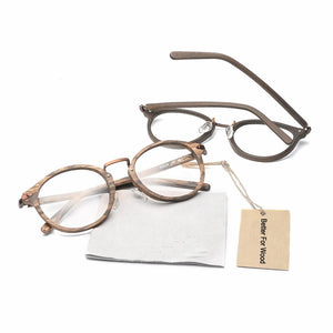 Acetate Prescription Eyeglasses Frame For Men and Women Wood Grain Optical Glasses Clear Lens with Case BTBC06