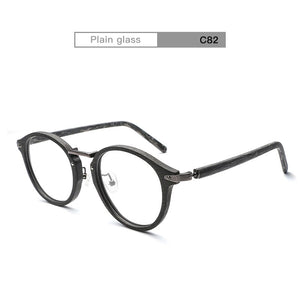 Acetate Prescription Eyeglasses Frame For Men and Women Wood Grain Optical Glasses Clear Lens with Case BTBC06