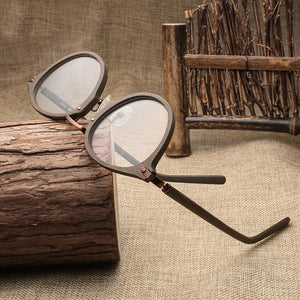 Acetate Prescription Eyeglasses Frame For Men and Women Wood Grain Optical Glasses Clear Lens with Case BTBC06