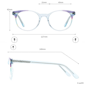 Acetate Round Transparent Men And Women Full Rim Optical Spectacles Frame With Spring Hinge For Prescription Lens