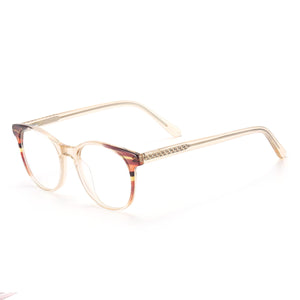 Acetate Round Transparent Men And Women Full Rim Optical Spectacles Frame With Spring Hinge For Prescription Lens