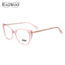 Load image into Gallery viewer, Acetate TR90 Women Female Eyeglasses Full Rim Crystal Optical Frame Prescription Plain Clear Elegant Eye Glasses