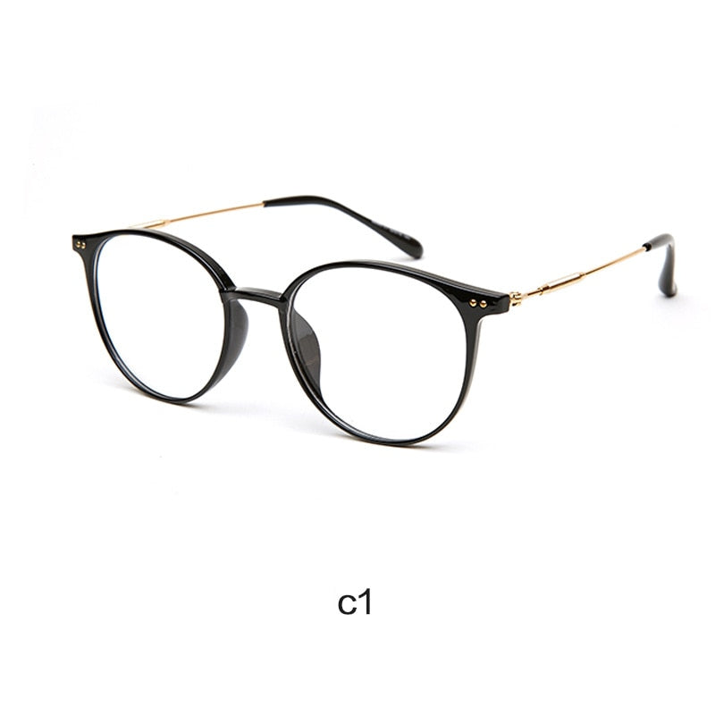 Acetate Unisex Solid Alloy Glasses Frame Women  Prescription Glasses  Designer Metallic Circle Glasses Myopia Glasses