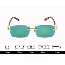 Load image into Gallery viewer, Acetate Vintage Rimless Sunglasses Man  Natural Crystal Stone Lens Green Sun Glasses Goggles UV400 Oculos