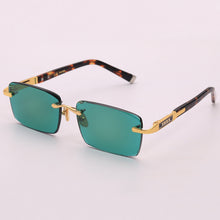 Load image into Gallery viewer, Acetate Vintage Rimless Sunglasses Man  Natural Crystal Stone Lens Green Sun Glasses Goggles UV400 Oculos