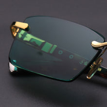 Load image into Gallery viewer, Acetate Vintage Rimless Sunglasses Man  Natural Crystal Stone Lens Green Sun Glasses Goggles UV400 Oculos