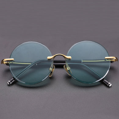Acetate Vintage Rimless Sunglasses Man Woman  Natural Crystal Stone Goggles Retro Round Sun Glasses Oculos