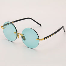 Load image into Gallery viewer, Acetate Vintage Rimless Sunglasses Man Woman  Natural Crystal Stone Goggles Retro Round Sun Glasses Oculos