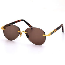 Load image into Gallery viewer, Acetate Vintage Rimless Sunglasses Man Woman  Natural Crystal Stone Lens Goggles Oval Sun Glasses Anti Eye Dry Anti Scratc