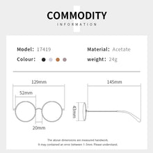 Load image into Gallery viewer, Acetate Women&#39;s Glasses Frame Men&#39;s Transparent Eyeglasses Optical Myopia Fashion Spectacle Frame Glasses Without Degree
